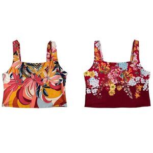 Johnny Was Golden Rose Reversible Compression Tank Size M Top Cropped Floral